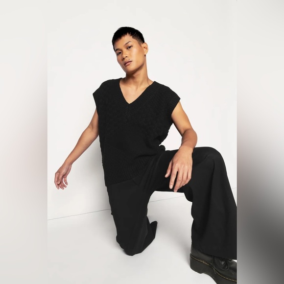 BLACKMILK Sweeper-Style Wide-Leg Mid-Rise BLACK STREET PANTS! UNISEX! - Picture 9 of 11